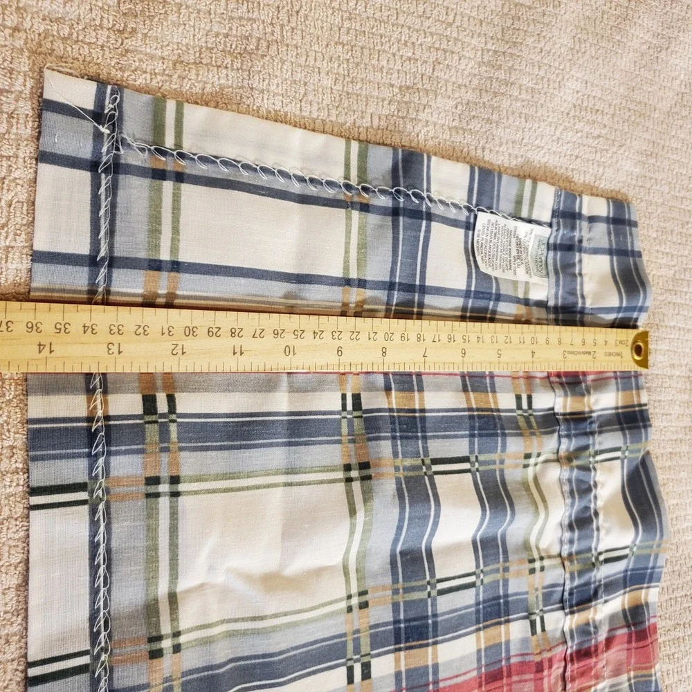 JCPenney Home Plaid Window Valance Set of 2 Blue Red Green Made in USA 68x14